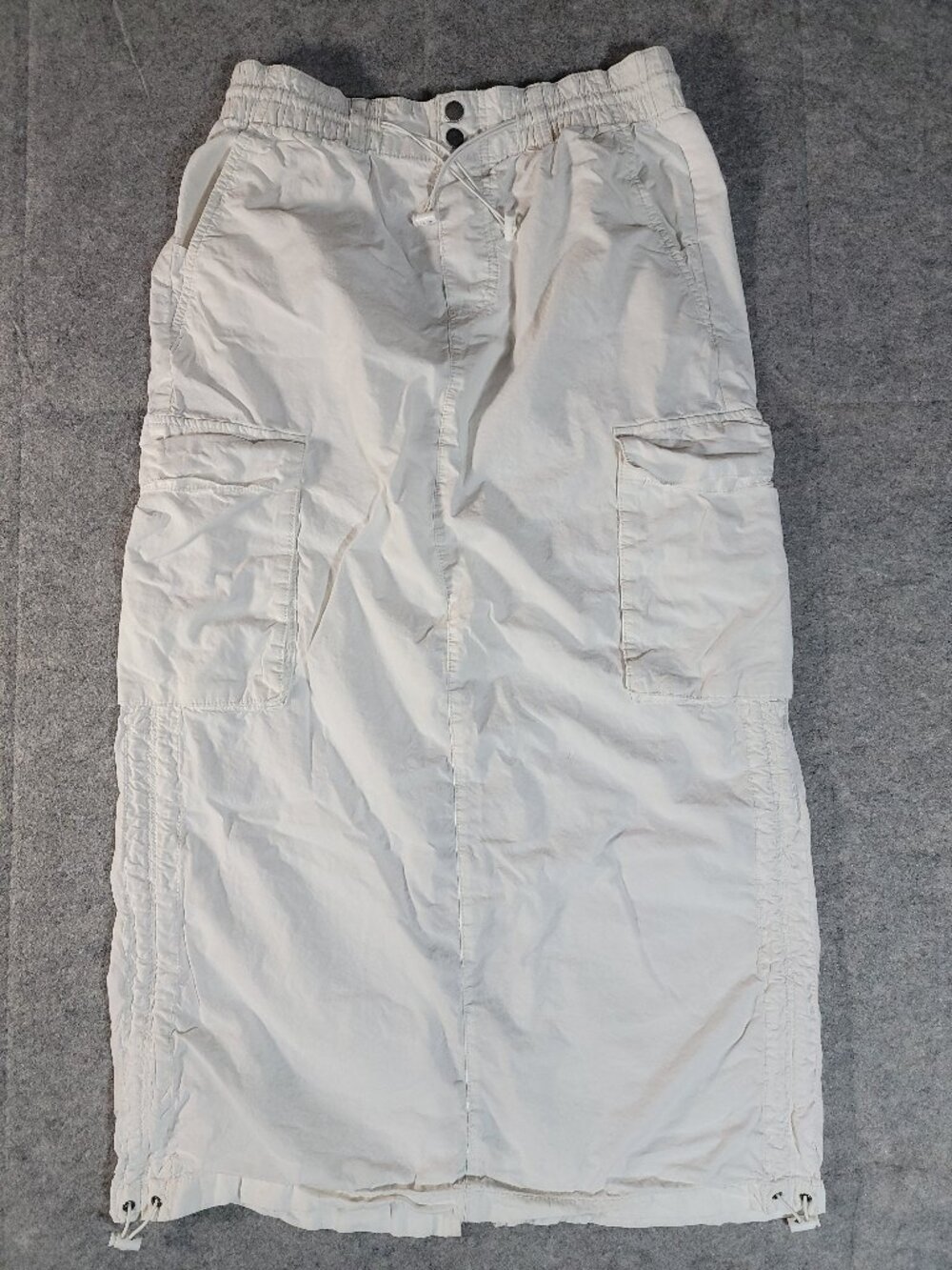 Garage White Parachute Cargo Maxi Skirt Ruched Toggle Hem XS